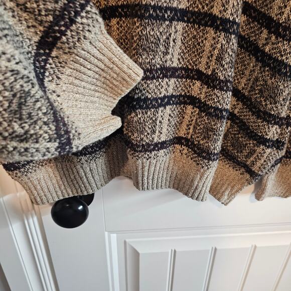 Vintage Sun River Sweater Mens Medium Beige 90s Geometric Cosby Knit Grandpa - Picture 5 of 8